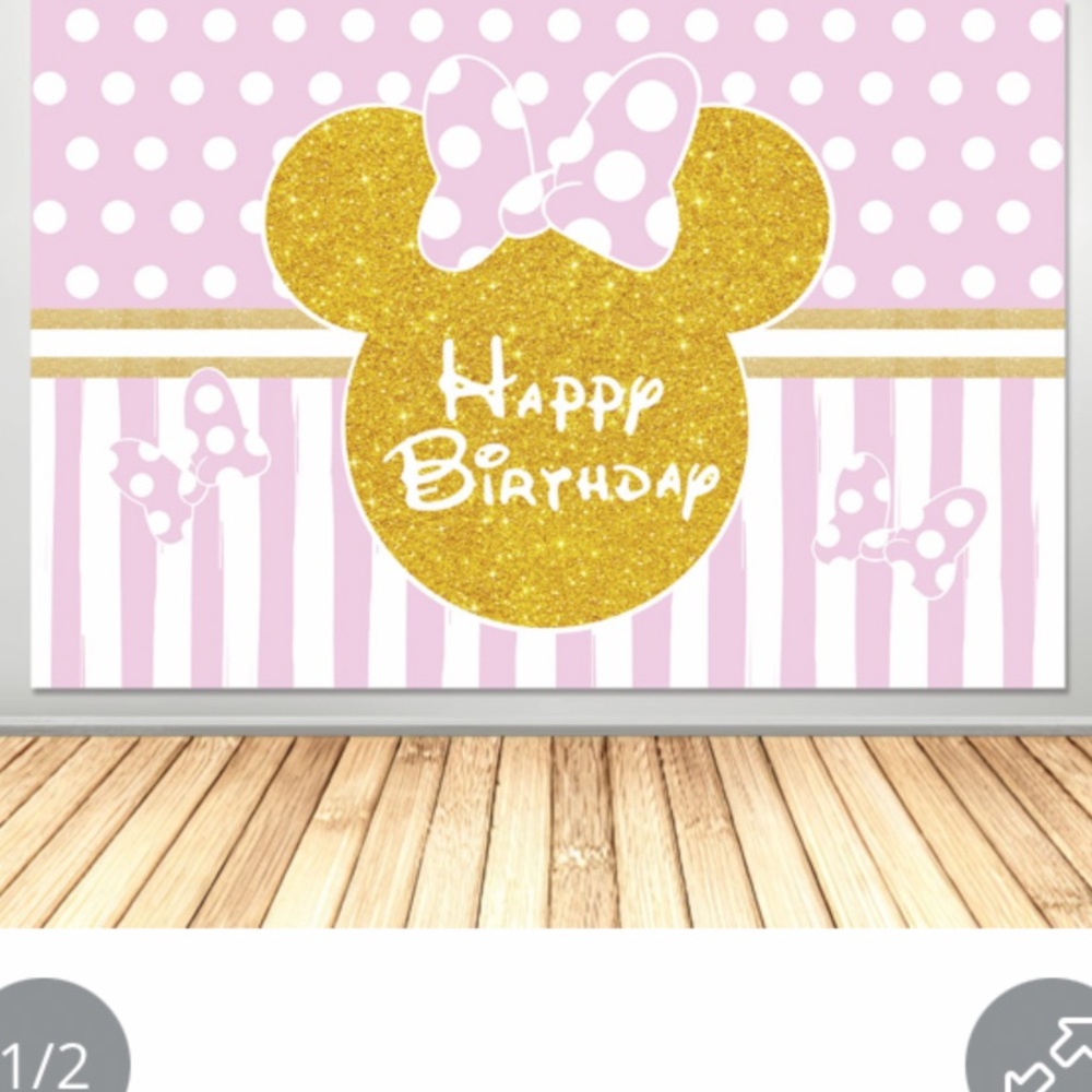 Gold and Pink Happy Birthday Banner